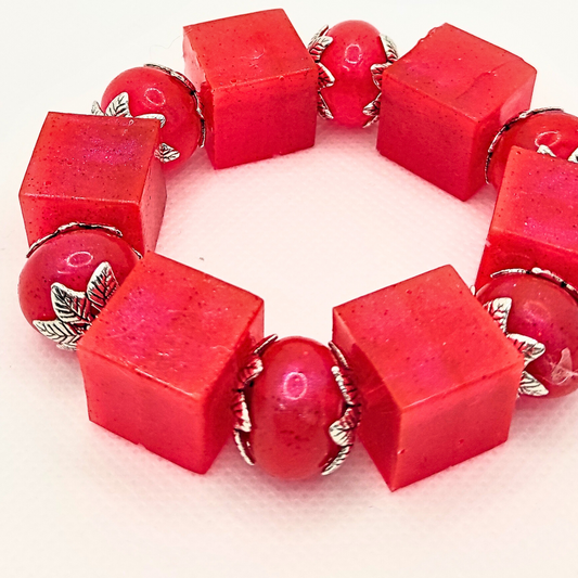 ❤️ Crimson Cube Resin Bracelet ❤️