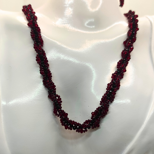 Wine Elegance Beaded Jewelry Set – Necklace, Bracelet & Earrings