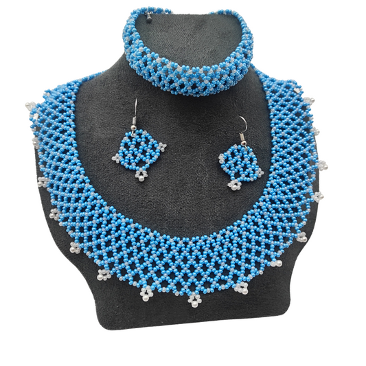 Blue Breeze Beaded Jewelry Set