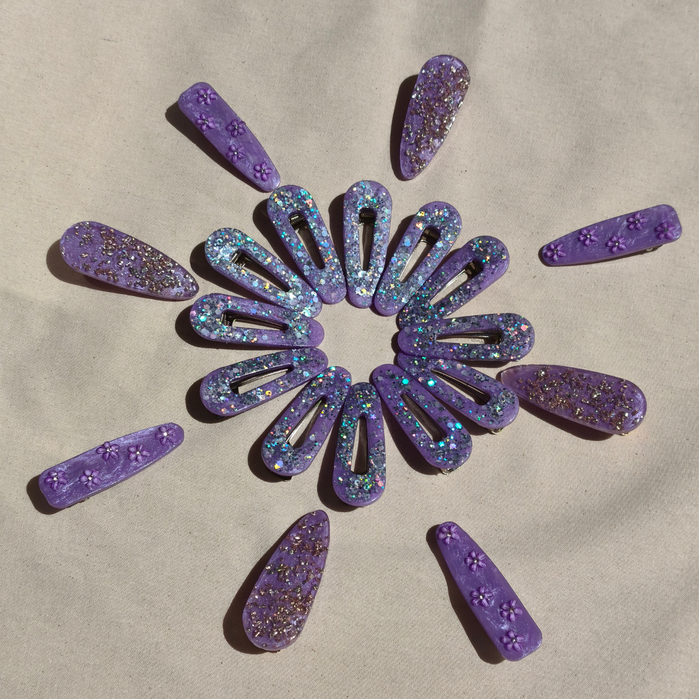 Lilac dream hand made hair clips, set of 2 clips