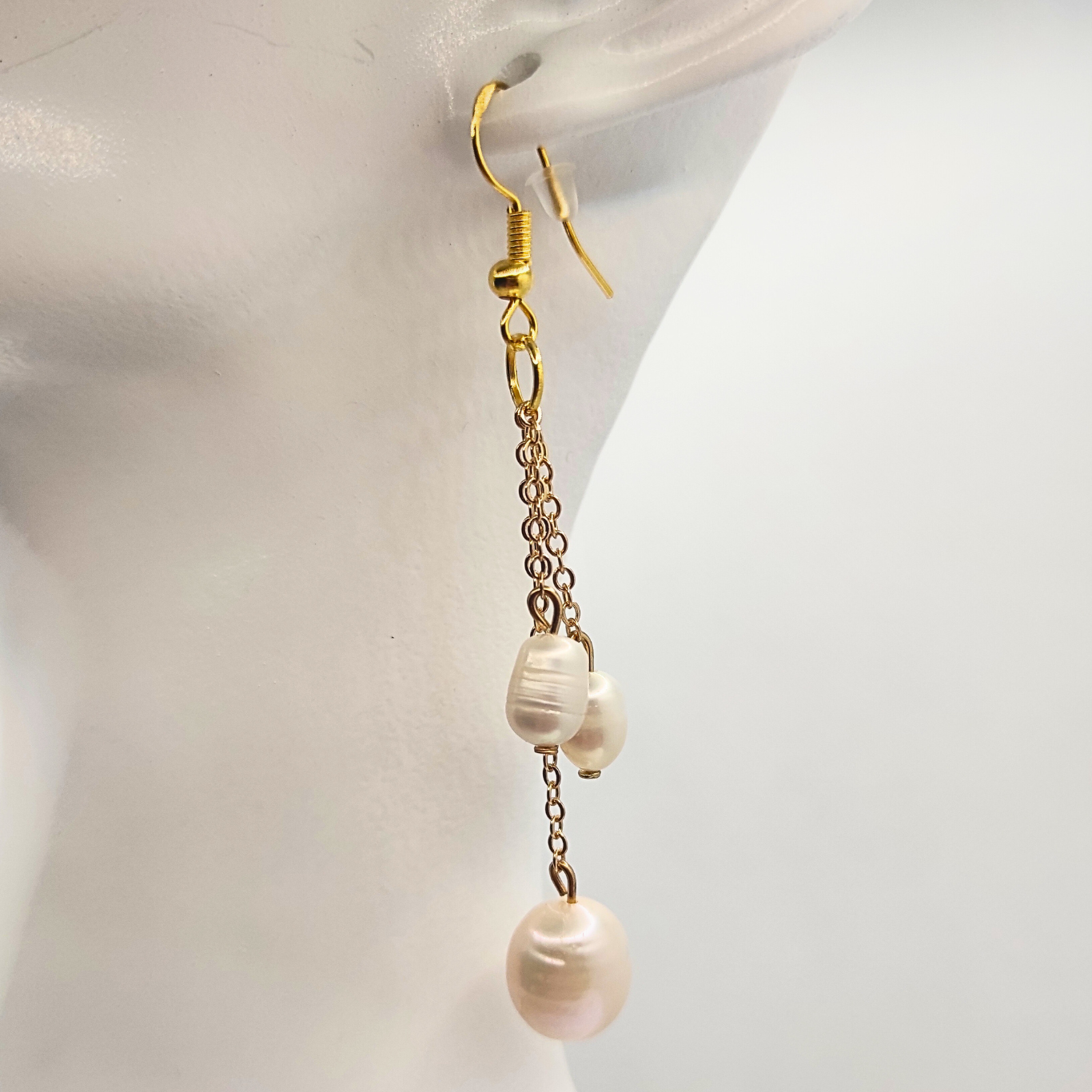 Golden Drape Pearl Earrings