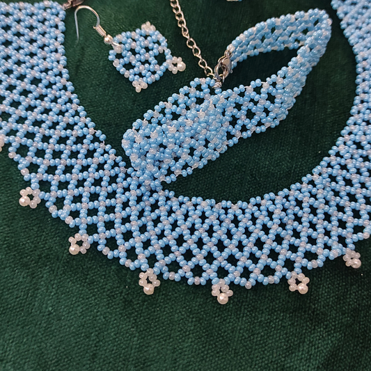 Blue Breeze Beaded Jewelry Set