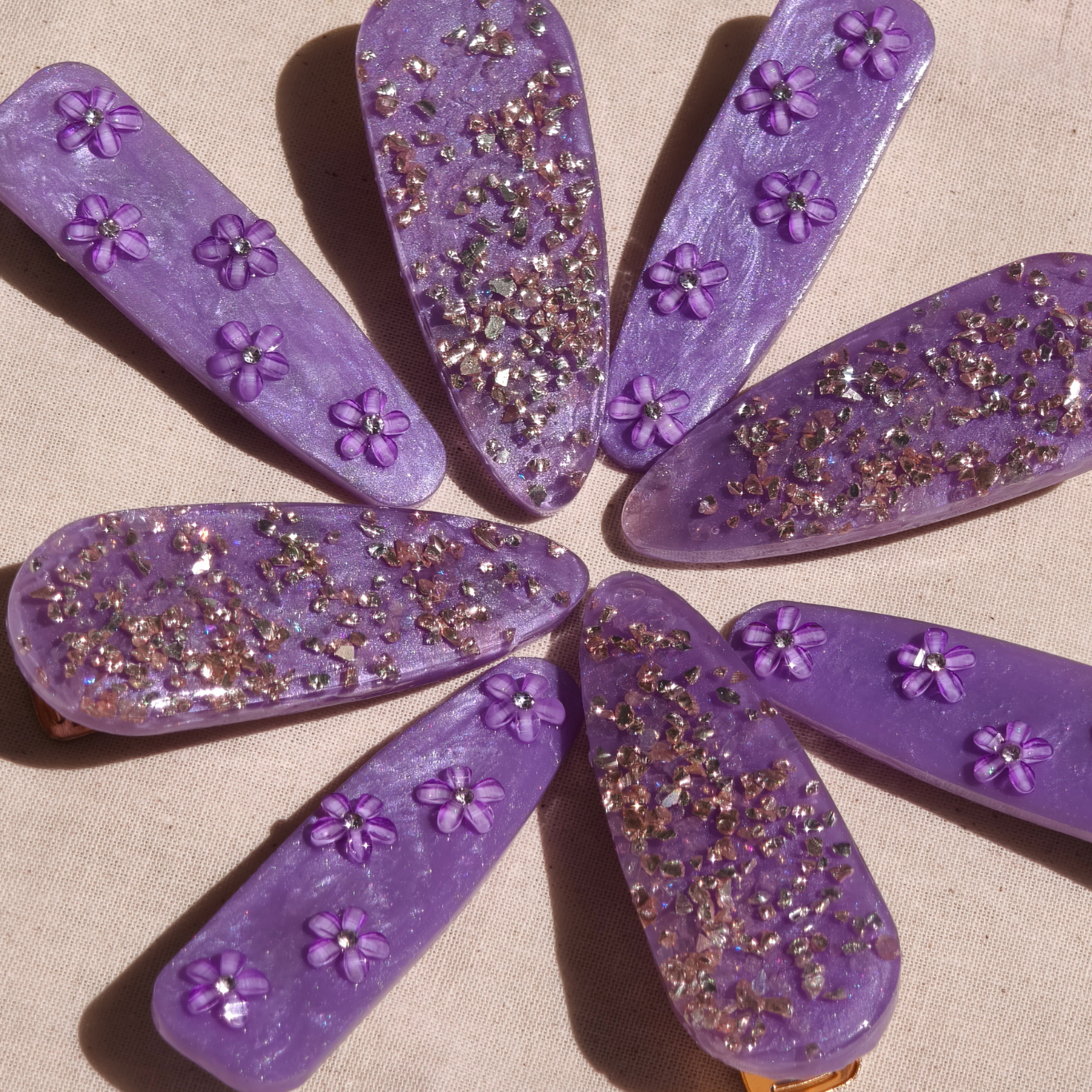 Lilac dream hand made hair clips, set of 2 clips