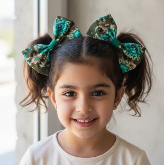 Vintage hair bows and clips set from ItFits.ae, featuring two charming accessories with floral and retro design details.