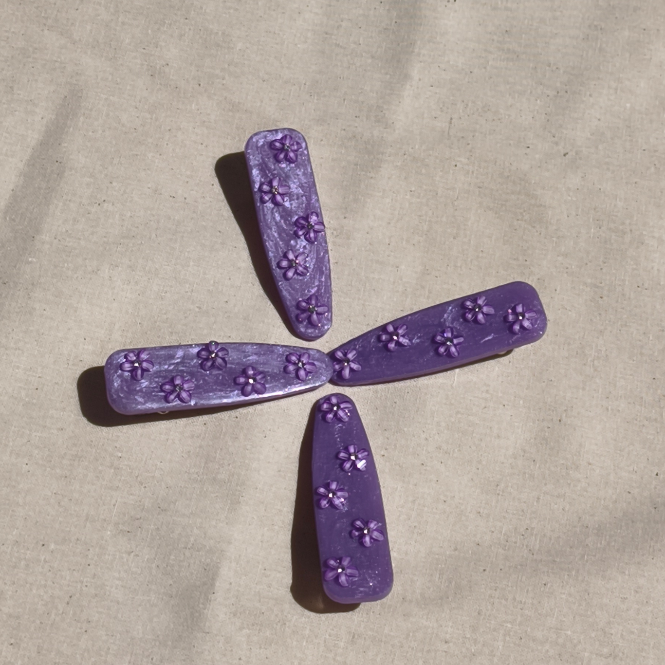 Lilac dream hand made hair clips, set of 2 clips