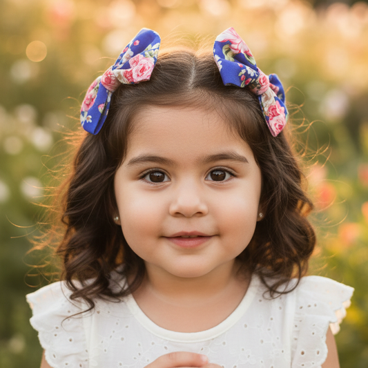 Set of two Blossom Hair Bows from ItFits.ae featuring pink and floral designs for children's hair accessories