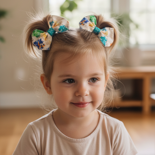 Set of two Betty Hair Bows by ItFits.ae featuring stylish, colorful fabric bows for girls' hair accessories.